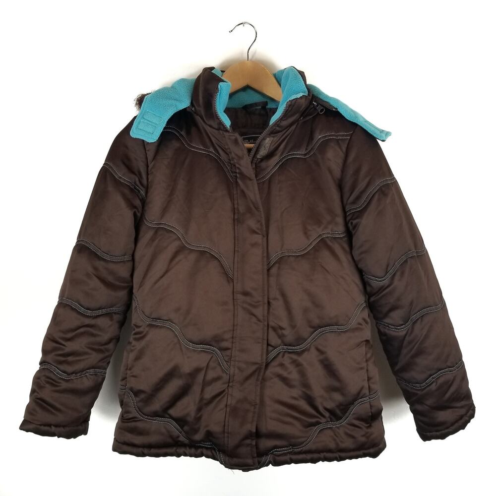 Rothschild Girls Brown Satin Hooded Coat Size L 14